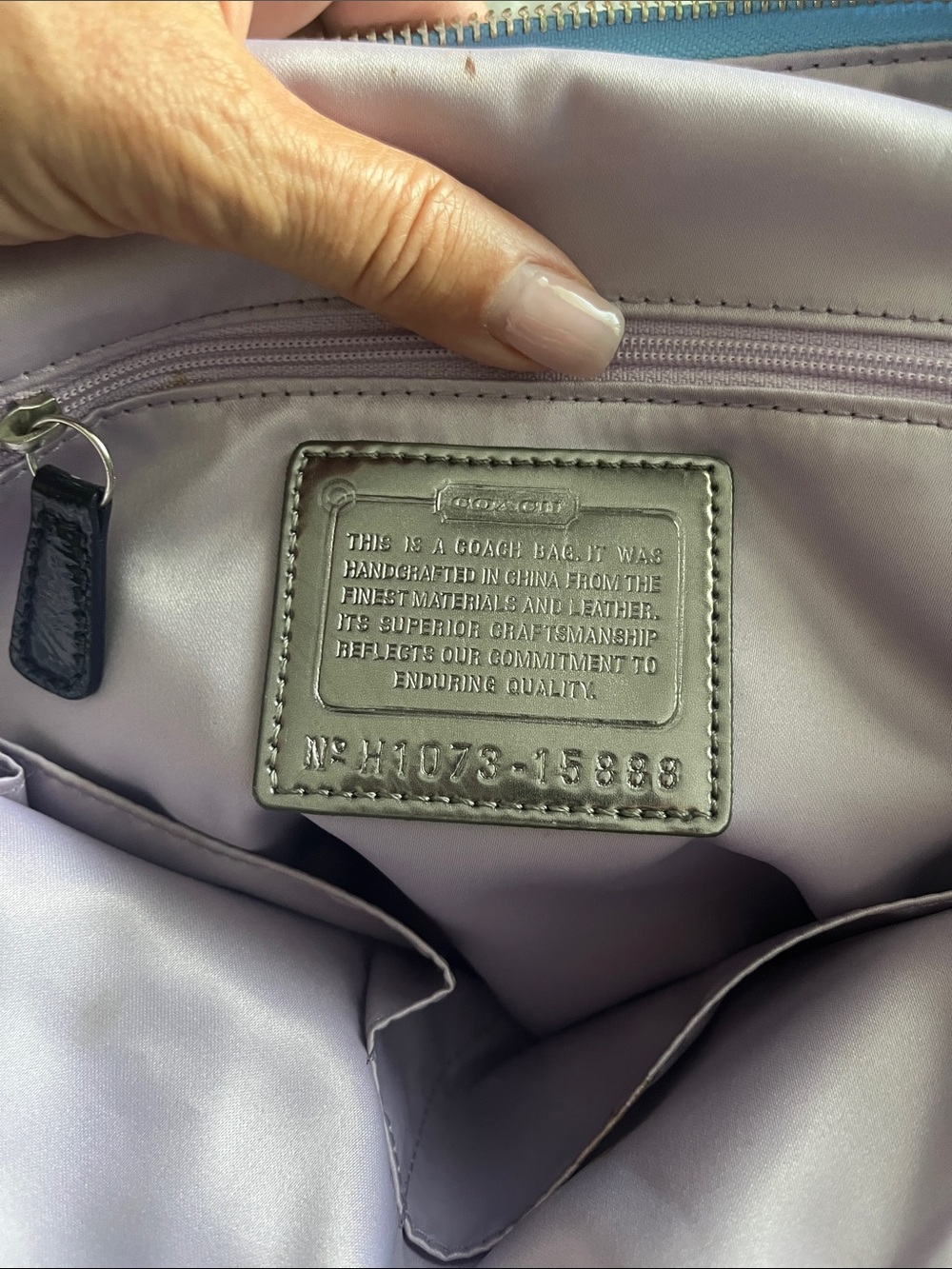 Coach Poppy New York Skyline Tote Bag - Light Blue, Black, Silver - Picture 9 of 12
